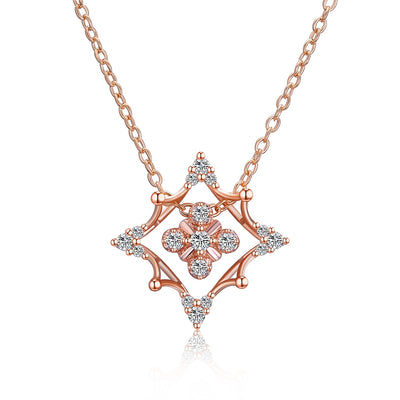 Christmas Series Fashion Zircon Necklace White / Rose Gold Plated - goldylify.com
