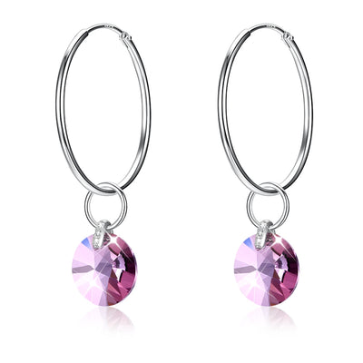 S925 Sterling Silver Ring Fashion Crystal Pendant Earrings SVE319 - goldylify.com