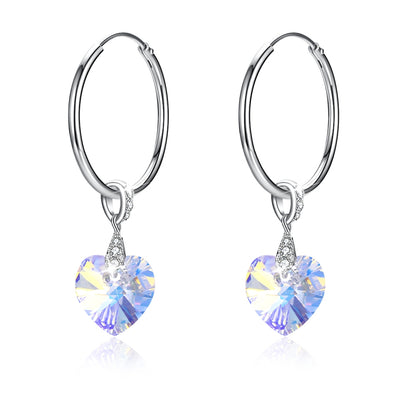 Sterling Silver Ring Fashion Crystal Pendant Earrings in Colour/Platinum Plated - goldylify.com