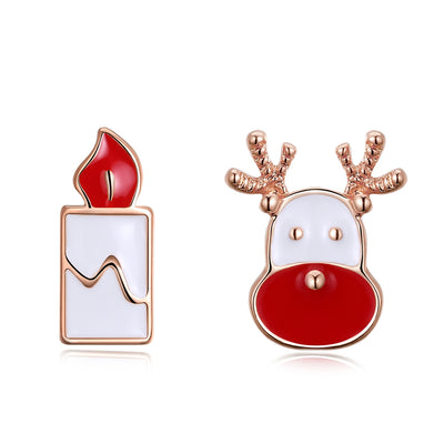 Christmas Drops Oil Santa Candle Earrings Plated in Rose Gold - goldylify.com