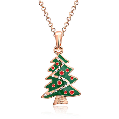Christmas Dripping Oil Christmas Tree Necklace White/Rose Gold - goldylify.com
