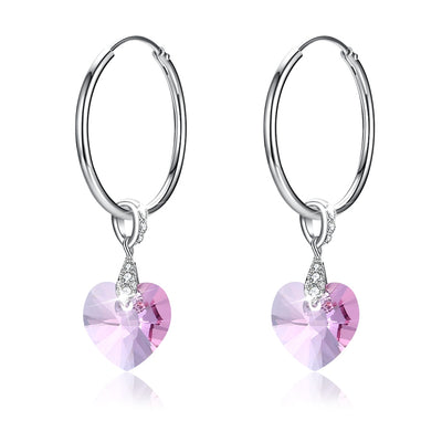 Sterling Silver Ring Fashion Crystal Pendant Earrings White/Platinum Plated - goldylify.com