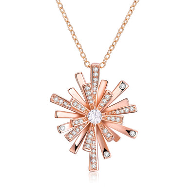 Christmas Snowflake Zircon Necklace White / Rose Gold Plated - goldylify.com