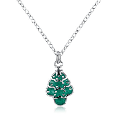 Another Silver Christmas Theme - Green Christmas Tree Necklace - goldylify.com