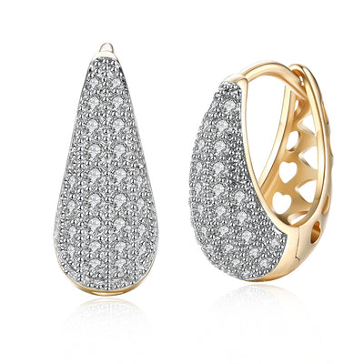 K Gold Zircon Earring Teardrop-Shaped Diamond Insert Romantic Wind Earring Clip - goldylify.com