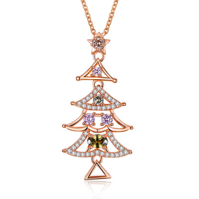 Colorful Zircon Necklace Christmas Tree Necklace - goldylify.com