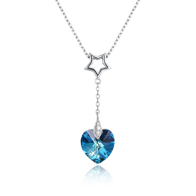 S925 Sterling Silver Heart-Shaped Crystal Pendant Necklace - goldylify.com
