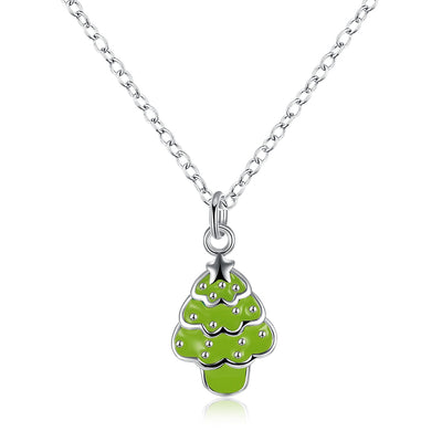 Another Silver Christmas Theme - Fluorescent Green Christmas Tree Necklace - goldylify.com