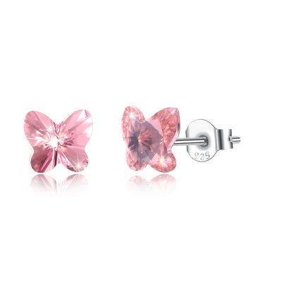 Butterfly Earring Ear Stud S925 Pure Silver Red/Platinum Plated - goldylify.com
