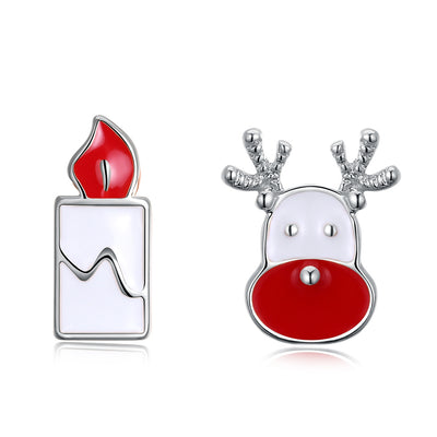 Christmas Oil Dripping Santa Claus Candle Earring Plated with Platinum - goldylify.com