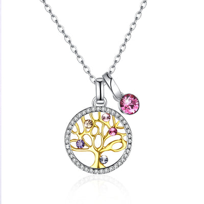 S925 Pure Silver Multiple Crystal Life Tree Pendant Necklace - goldylify.com