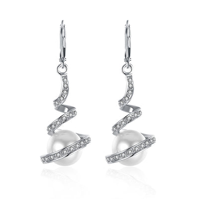 Platinum Plated Pearl Earrings - goldylify.com