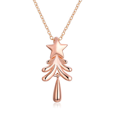 Christmas Tree Necklace Plated with Rose Gold - goldylify.com