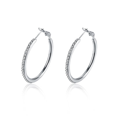 Round Diamond Earrings in White Gold - goldylify.com
