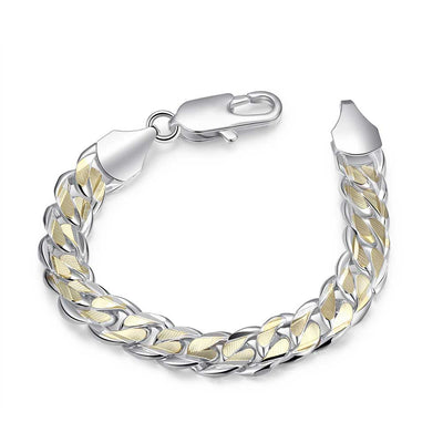 Colored Side Shrimp Clasp Bracelet - Men'S Geometric Silver Chain Bracelet - goldylify.com
