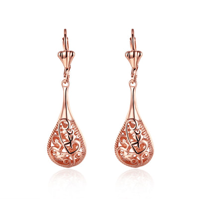 Rose Gold Drop Czech Diamond Earrings - goldylify.com