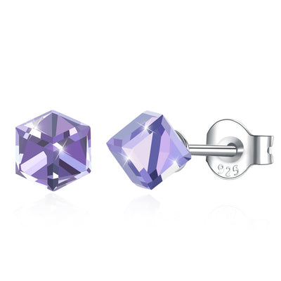 Square Earrings S925 Sterling Silver Earrings Purple/Platinum - goldylify.com
