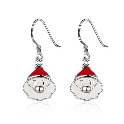 Another Silver Christmas Theme - White Santa'S Drop Earrings - goldylify.com