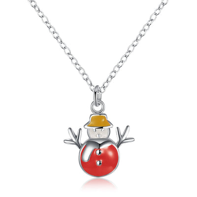 Another Silver Christmas Theme - Red Snowman Necklace - goldylify.com
