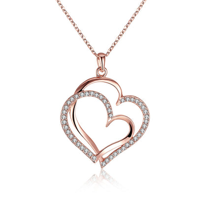 Environmental Protection Rose Gold Heart Pendant Necklace for Ladies - goldylify.com