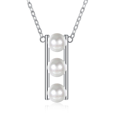 S925 Sterling Silver Necklace with 3 Pearl Pendants - goldylify.com