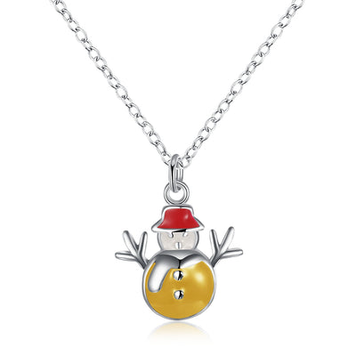 Another Silver Christmas Theme - Yellow Snowman Necklace - goldylify.com