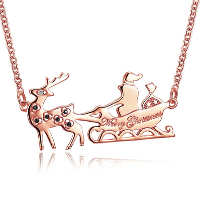 Christmas Series Necklace 18-INCH Sleigh Car  Necklace - goldylify.com