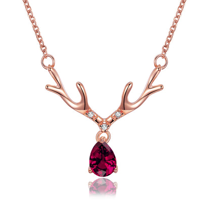 Christmas Zircon Necklace 18-INCH Antler Fashion Necklace - goldylify.com
