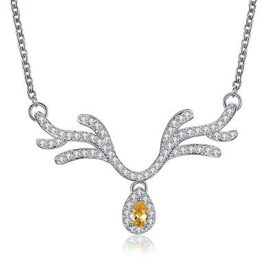 Inari Jewelry Christmas Zircon Water Drop Necklace 18-INCH Antler Necklace - goldylify.com