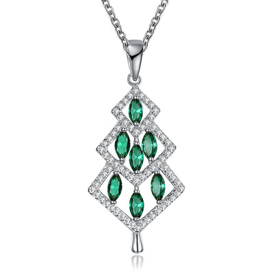 Ornaments Women Fashion Necklace Green Zircon Christmas Necklace 18 Inches - goldylify.com