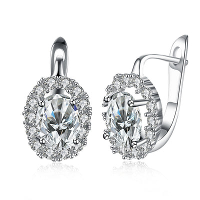 K Gold Zircon Earring Round White Diamond Romantic Wind Earring Clip - goldylify.com