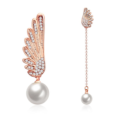 Christmas Pearl Earrings Dripping Oil White/Rose Gold Plating - goldylify.com