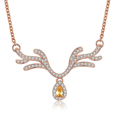 Christmas Water Zircon Necklace 18-INCH Antler Necklace - goldylify.com