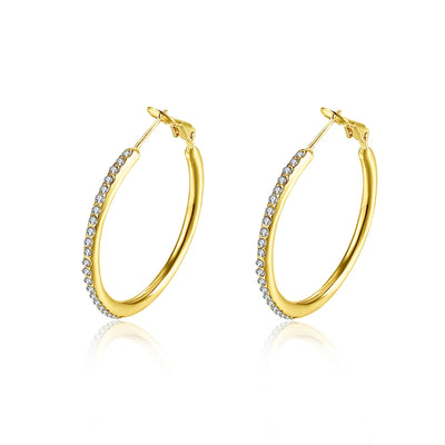 Round Czech Diamond Earrings Plated with Gold - goldylify.com