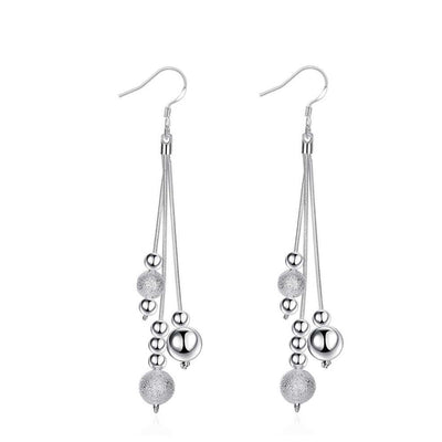 Korean Style Graceful Silver Plated Tassel Drop Long Earrings Charm Jewelry - goldylify.com