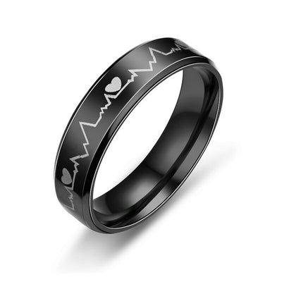 Lovers Heatbeat Couple Titanium Steel Ring Weding Ring - goldylify.com