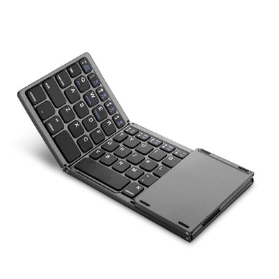 Portable Twice Folding Bluetooth Keyboard BT Wireless Foldable Touchpad - goldylify.com