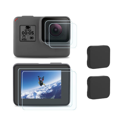 2 Packs Tempered Glass Screen Protector + Camera Lens Film + Lens Protective Cap Set  for Gopro Hero 5 / Gopro Hero 6 - goldylify.com