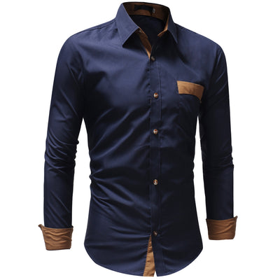 Men's Casual Fashion Solid Color Long Sleeve Shirt - goldylify.com