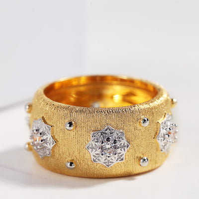 CMajor S925 Silver Jewelry Glowing Stars Vintage Palace Luxury Gold Color Rings Two Tone Indian Style Ring For Women - goldylify.com