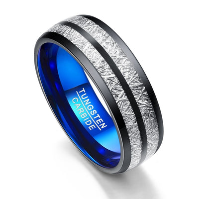 Wedding Band Party Ring 8mm Width Men Women Rings Black Blue Tungsten Carbide Rings Couple Anillos Fashion Jewelry - goldylify.com