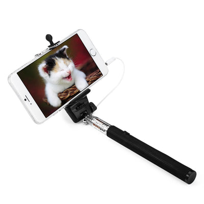 Z07 - 5S 3.5mm USB Cable Connection Extendable Self Portrait Selfie Handhold Stick Monopod with Adjustable Holder - goldylify.com
