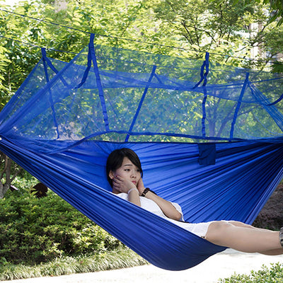Single Person Portable Parachute Fabric Mosquito Net Hammock for Indoor Outdoor Use - goldylify.com