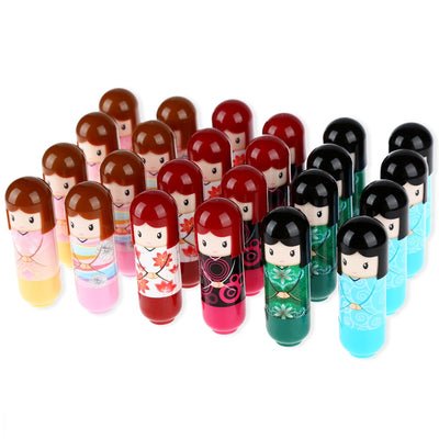 24pcs Magic Waterproof Cartoon Kimono Doll Lip Balm Moisturizing Lipstick - goldylify.com