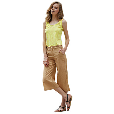 Trendy Drawstring Elastic Pure Color Capri Wide Leg Pants for Women - goldylify.com