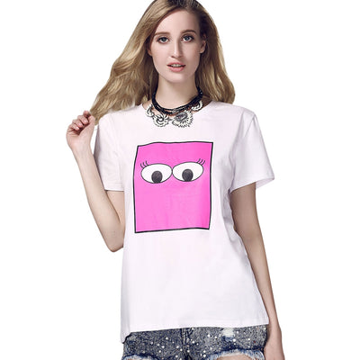 Women's Fashionable Monster Eyes Print Round Neck T-Shirt - goldylify.com