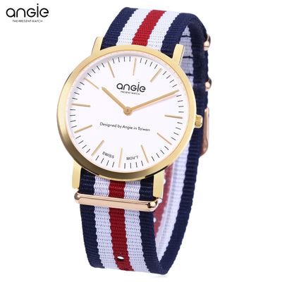 ANGIE ST7203G Men Quartz Watch Swiss Movt 3ATM Detachable Nylon Strap Wristwatch - goldylify.com