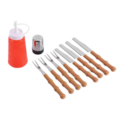 Practical Knife Fork Oilcan Seasoning Pot 10 in 1 Barbecue Tool - goldylify.com