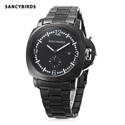 SANCYBIRDS F9301 Male Quartz Watch Date Display Artificial Diamond Dial Working Sub-dial Wristwatch - goldylify.com