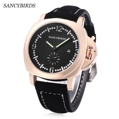 SANCYBIRDS FY969 Men Quartz Watch Calendar Luminous Pointer Artificial Diamond Dial Wristwatch - goldylify.com